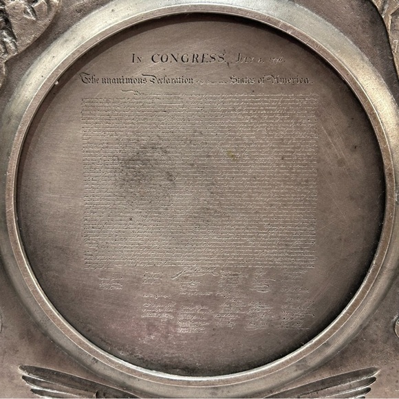 Vintage Pewter Plate American 1776 Declaration of Independence 9" by Hudson - Picture 9 of 9